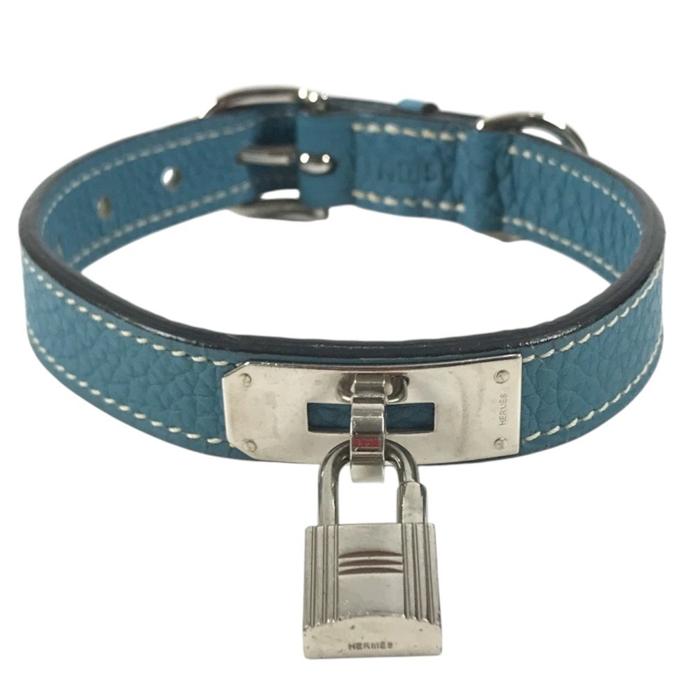 HERMES Kelly Pet Collar for Dogs, Animals, Leather, Men's & Women's, Blue